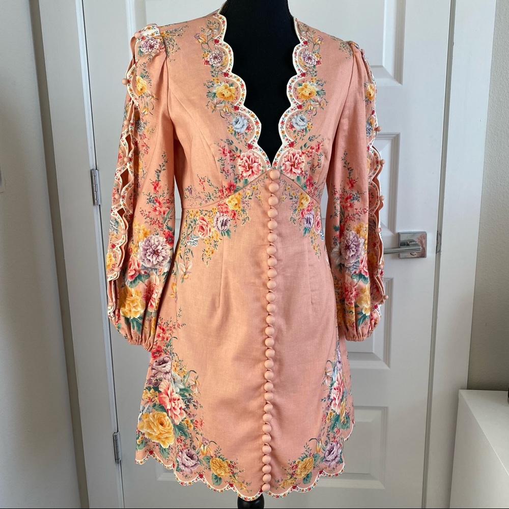 Beautiful!! NWT Zimmermann Zinnia Scallop Mini Dress size 3 US 10